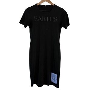 Alexander McQueen Earths Genesis II T-Shirt Dress Black Cotton Mini XS